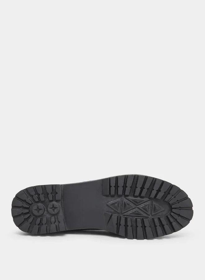 Take Two  Solid Chunky Heel Patent Leather Loafers for Women | Best Price UAE